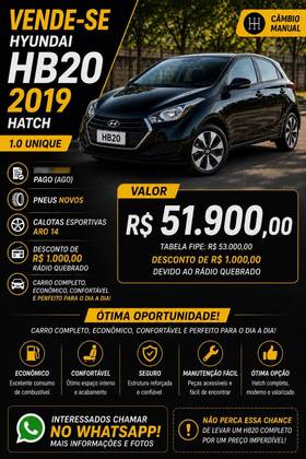 HYUNDAI HB20 1.0 UNIQUE 12V FLEX 4P MANUAL